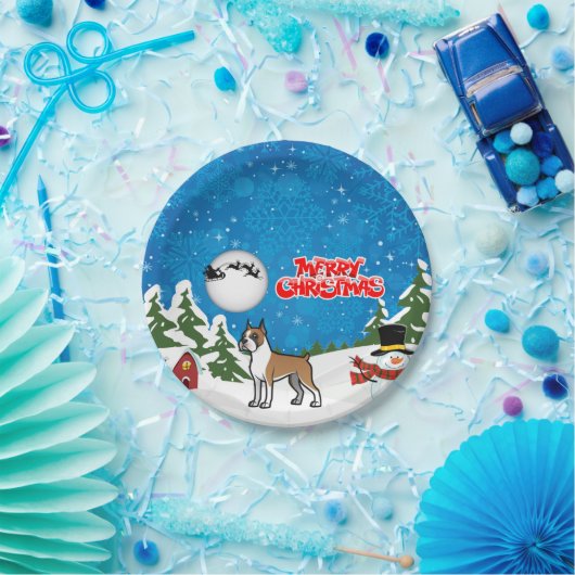 Vrolijk kerstfeest met een Snowman en een Kerstman Papieren Bordje (Feest)