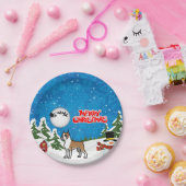 Vrolijk kerstfeest met een Snowman en een Kerstman Papieren Bordje (Feest)