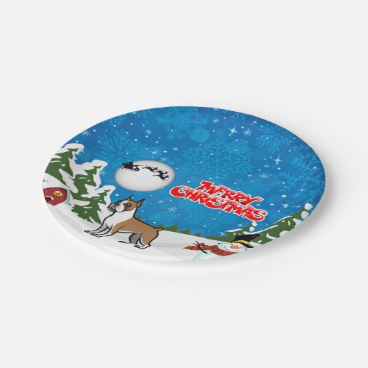 Vrolijk kerstfeest met een Snowman en een Kerstman Papieren Bordje (Gekanteld)