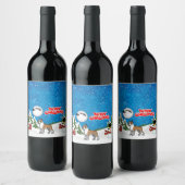 Vrolijk kerstfeest met een Snowman en een Kerstman Wijn Etiket (Flessen)