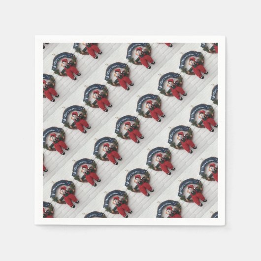 Vrolijk kerstfeest met een teder Teddy Bear Patter Servet (Voorkant)