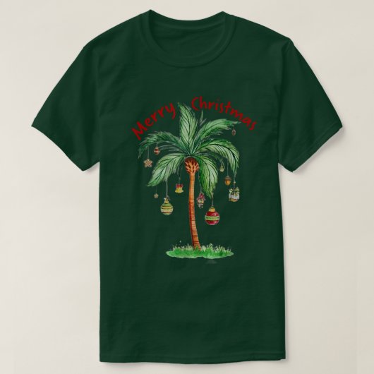 Vrolijk kerstfeest met een tropisch kerstfeest op  t-shirt (Design voorkant)