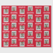 Vrolijk kerstfeest met één vierkant foto - rood cadeaupapier (Vlak)