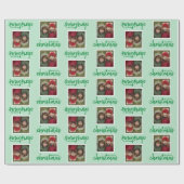 Vrolijk kerstfeest met één vierkant witte foto gro cadeaupapier (Vlak)