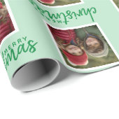 Vrolijk kerstfeest met één vierkant witte foto gro cadeaupapier (Rol Hoek)