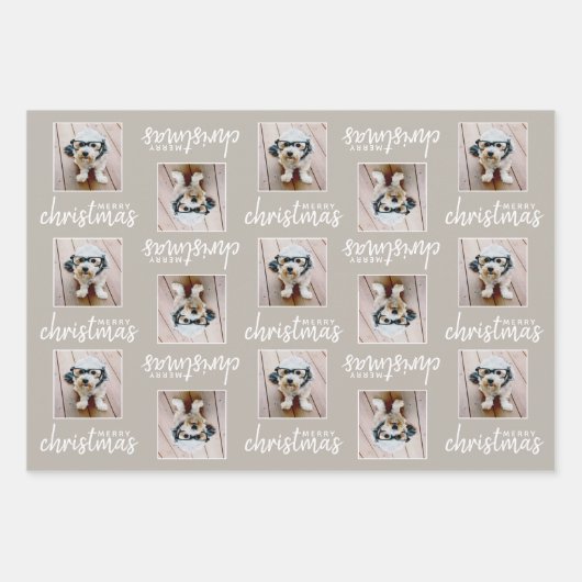 Vrolijk kerstfeest met één vierkante foto-opname inpakpapier vel (Voorkant)