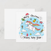 Vrolijk kerstfeest met eenhoorn feestdagenkaart (Voorkant / Achterkant)