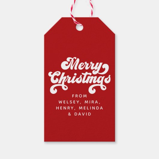 Vrolijk kerstfeest met eenvoudige Retro Typografie Cadeaulabel (Voorkant)