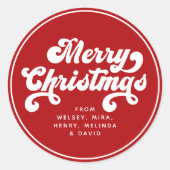 Vrolijk kerstfeest met eenvoudige Retro Typografie Ronde Sticker (Voorkant)
