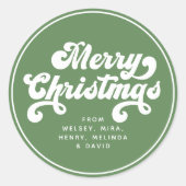 Vrolijk kerstfeest met eenvoudige Retro Typografie Ronde Sticker (Voorkant)