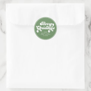 Vrolijk kerstfeest met eenvoudige Retro Typografie Ronde Sticker