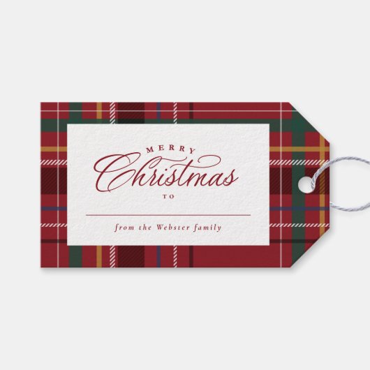 Vrolijk kerstfeest met elegant gepersonaliseerde v cadeaulabel (Voorkant (Horizontaal))