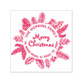 Vrolijk kerstfeest met familienaam Return-adres Zelfinktende Stempel (Design)