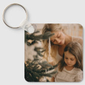 Vrolijk kerstfeest met Family Metal Square Sleutel Sleutelhanger (Voorkant)