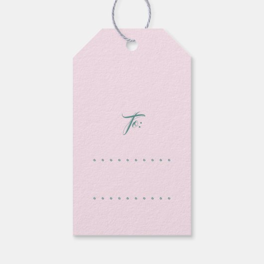 Vrolijk kerstfeest met feestdag roze Belly Monogra Cadeaulabel (Achterkant)