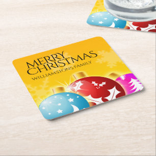 Vrolijk kerstfeest met feestelijke feestdagen kartonnen onderzetters