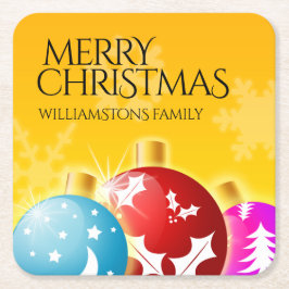 Vrolijk kerstfeest met feestelijke feestdagen kartonnen onderzetters