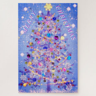 Vrolijk kerstfeest met feestelijke kerstbomen - Uw Legpuzzel