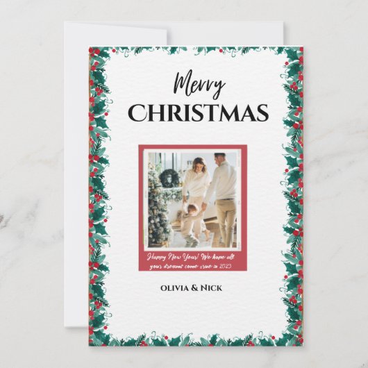 Vrolijk kerstfeest met foto vakantie Kaart (Voorkant)