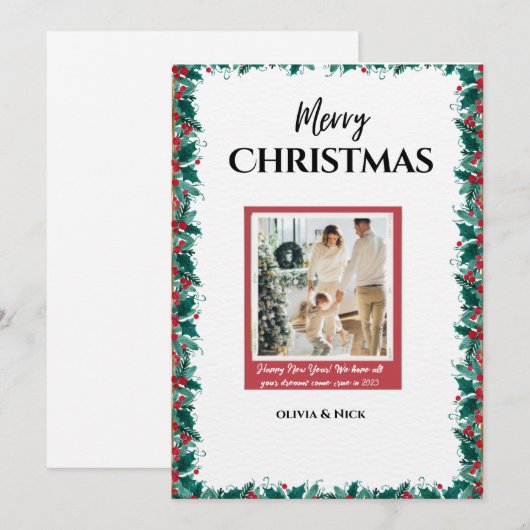 Vrolijk kerstfeest met foto vakantie Kaart (Voorkant / Achterkant)