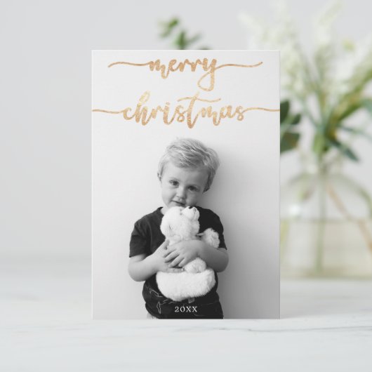 Vrolijk kerstfeest met fotokaart bedankkaart (Staand voorkant)