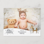 Vrolijk kerstfeest met foto's, snowy-lijst en rend feestdagenkaart (Voorkant)