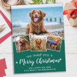 Vrolijk kerstfeest met foto's van Dog Pet Feestdagenkaart<br><div class="desc">We wilden je een prettige kerst geven. Verstuur leuke feestvreugde met deze superschattige persoonlijke, persoonlijke, persoonlijke feestelijke fotokaart. Vrolijk kerstwensen van de hond met schattige pootafdrukken in een leuk modern fotocollage-ontwerp. Voeg de foto's of familiefoto's van uw hond toe met de hond, en personaliseer met familienaam, bericht en jaar. Deze...</div>