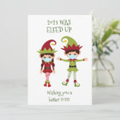 Vrolijk kerstfeest met Funny Face Mask 2021 Feestdagenkaart (Staand voorkant)