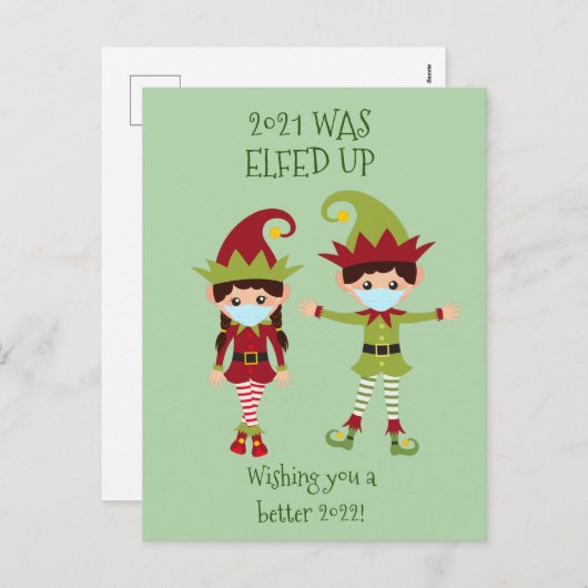 Vrolijk kerstfeest met Funny Face Mask 2021 Feestdagenkaart (Voorkant / Achterkant)