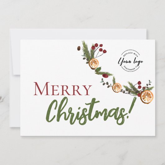 Vrolijk kerstfeest met gedroogde Sinaasappels Busi Feestdagenkaart (Voorkant)