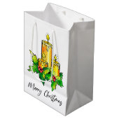 Vrolijk kerstfeest met gemiddelde cadeautas (Voorkant Gekanteld)