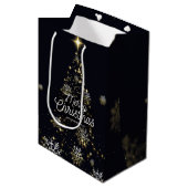 Vrolijk kerstfeest met gemiddelde cadeautas (Voorkant Gekanteld)