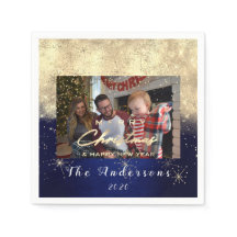 Vrolijk kerstfeest met Gold Glitter Photo Navy
