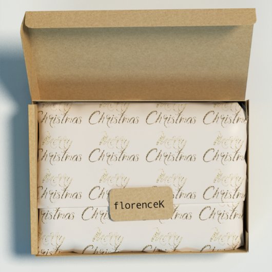 Vrolijk kerstfeest met Gold Glitter Script Ivory Cadeaupapier
