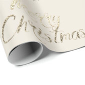 Vrolijk kerstfeest met Gold Glitter Script Ivory Cadeaupapier (Rol Hoek)