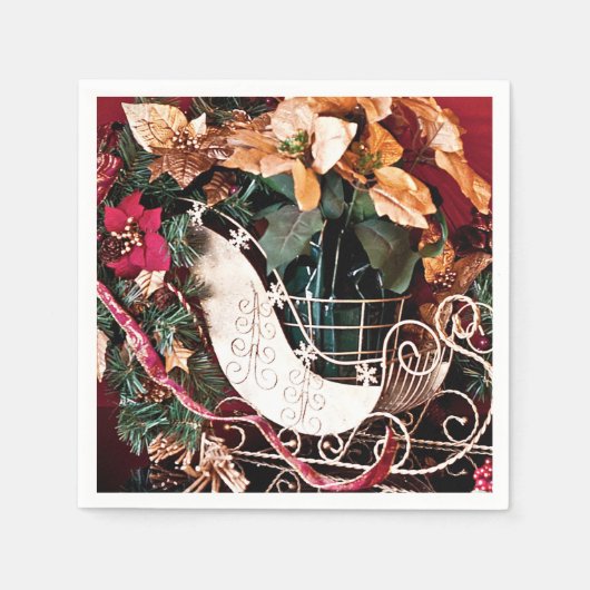 Vrolijk kerstfeest met Gold Sleigh Servet (Voorkant)