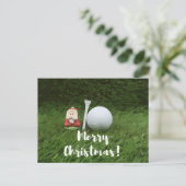 Vrolijk kerstfeest met golfer met golf- en kerstba briefkaart (Staand voorkant)