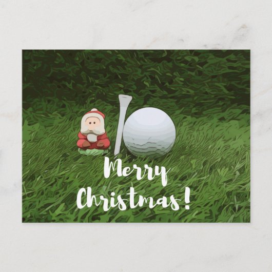 Vrolijk kerstfeest met golfer met golf- en kerstba briefkaart (Voorkant)