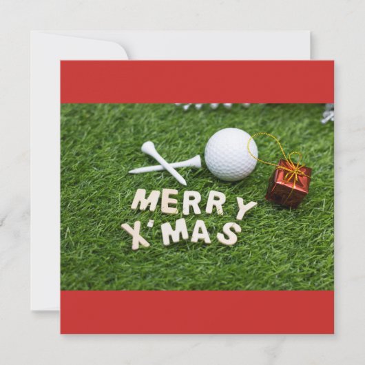 Vrolijk kerstfeest met golfer met golfbal en cadea (Voorkant)