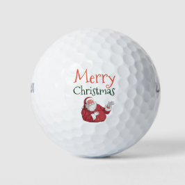 Vrolijk kerstfeest met golfer met kerstman golfballen
