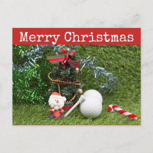 Vrolijk kerstfeest met golfer met Kerstmis Briefkaart