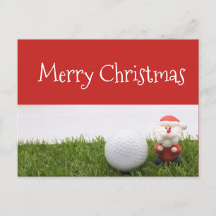 Vrolijk kerstfeest met golfer Santa met golfbal Briefkaart