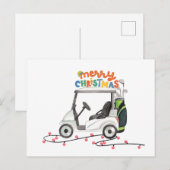 Vrolijk kerstfeest met golfkarretje voor golfer feestdagenkaart (Voorkant / Achterkant)