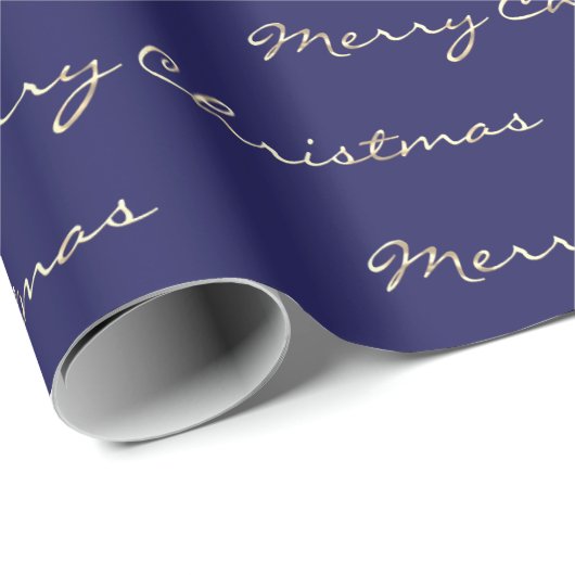 Vrolijk kerstfeest met gouden Feestdagen Blauwe ma Cadeaupapier (Rol Hoek)