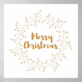 Vrolijk kerstfeest met gouden gulden poster