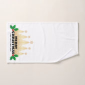 Vrolijk kerstfeest met gouden kerstbomen bad handdoek (Handdoek)