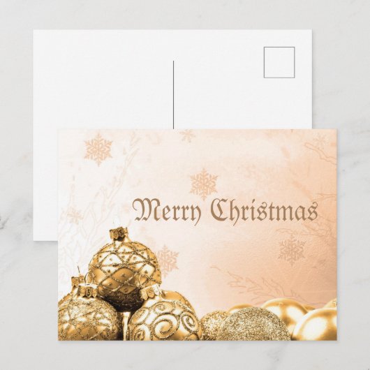 Vrolijk kerstfeest met gouden Ornamenten Briefkaart (Voorkant / Achterkant)