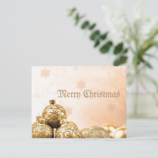 Vrolijk kerstfeest met gouden Ornamenten Briefkaart (Staand voorkant)