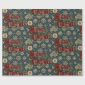 Vrolijk kerstfeest met  gouden sneeuwvlokken cadeaupapier (Vlak)