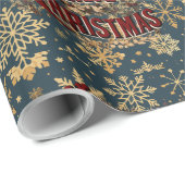 Vrolijk kerstfeest met  gouden sneeuwvlokken cadeaupapier (Rol Hoek)